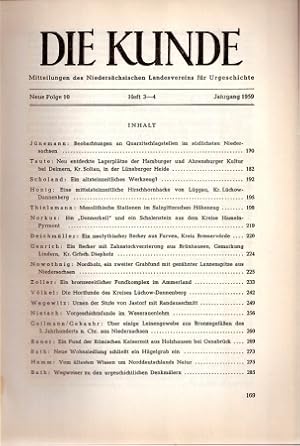 Die Kunde Jahrgang 1959 Neue Folge 10 Heft 3-4 (1 Heft)