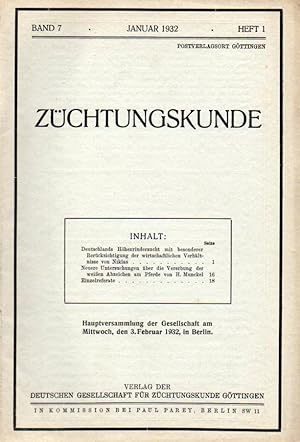 Bild des Verkufers fr Zchtungskunde 7. Band 1932 Heft 1 bis 12 (12 Hefte) zum Verkauf von Clivia Mueller