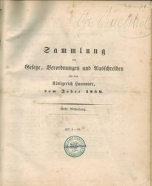 Bild des Verkufers fr Sammlung der Gesetze, Verordnungen und Ausschreiben fr das zum Verkauf von Clivia Mueller