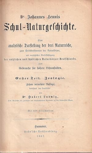 Bild des Verkufers fr Schul-Naturgeschichte Erster Teil. Zoologie zum Verkauf von Clivia Mueller