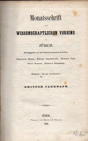 Monatsschrift des Wissenschaftlichen Vereins in Zürich 3.Jahrgang 1858