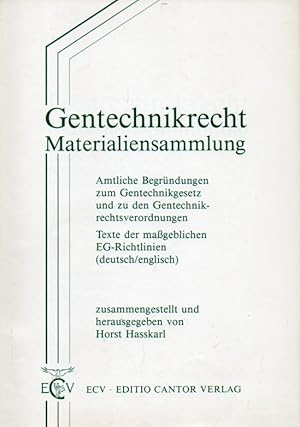 Imagen del vendedor de Gentechnikrecht Materialsammlung.Amtliche Begrndung zum a la venta por Clivia Mueller