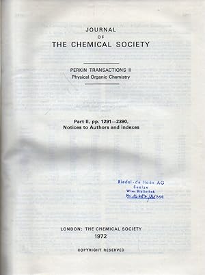 Bild des Verkufers fr Perkin Transactions II Physical Organic Chemistry Part II zum Verkauf von Clivia Mueller
