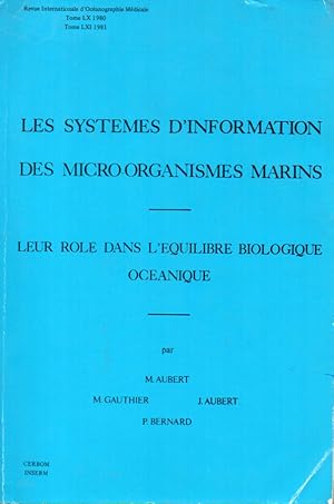 Bild des Verkufers fr Les Systemes D'Information des Microorganismes Marins zum Verkauf von Clivia Mueller
