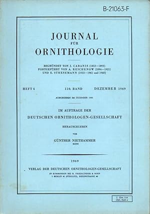 Imagen del vendedor de Journal fr Ornithologie 110.Band 1969 Heft 4 (1 Heft) a la venta por Clivia Mueller