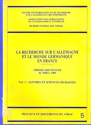 Seller image for La Recherche sur L'Allemagne et le Monde Germanique en France for sale by Clivia Mueller