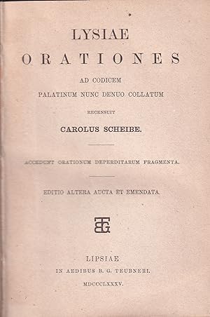Lysiae Orationes ad Codicem Palantinum Nunc Denuo Collatum