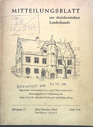 Bild des Verkufers fr Das Territorialgefge im Undenheimer Becken zu Ende des 18, Jahrhunderts; in: Heft 3/4 Jg. 13 Mitteilungsblatt zur rheinhessischen Landeskunde; zum Verkauf von books4less (Versandantiquariat Petra Gros GmbH & Co. KG)