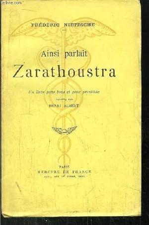 Seller image for AINSI PARLAIT ZARATHOUSTRA for sale by Le-Livre