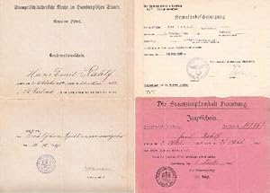 Konvolut von 7 Dokumenten aus der Zeit von 1905 bis 1940 für Hans Rahlff, geboren am 2.Oktober 19...