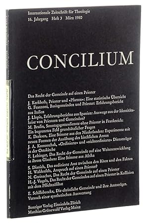 Bild des Verkufers fr Concilium. Internationale Zeitschrift fr Theologie. Jahrg. 16, Heft 3 (1980). zum Verkauf von Antiquariat Lehmann-Dronke