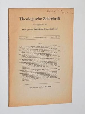 Bild des Verkufers fr Theologische Zeitschrift. Hrsg. von der Theologische Fakultt der Universitt Basel. Jahrgang 6, Heft 5 (Sept./ Okt. 1950). zum Verkauf von Antiquariat Lehmann-Dronke