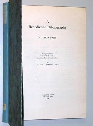 Imagen del vendedor de A Benedictine Bibliography. Author Part. a la venta por Antiquariat Lehmann-Dronke