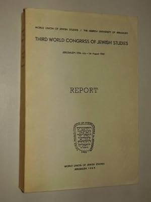 Image du vendeur pour Third World Congress of Jewish Studies. Jerusalem, 2th July - 1st August 1961. Report. [Hebrisch m. engl. Inhaltsverz.]. mis en vente par Antiquariat Lehmann-Dronke