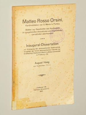 Matteo Rosso Orsini, Kardinaldiakon von S. Maria in Porticu. Blätter zur Geschichte des Kardinala...