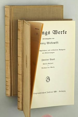 Seller image for Lessings Werke. Hrsg. von Georg Witkowski. Kritisch durchges. u. erl. Ausg. m. Einleitungen. Bnde 1 und 2 (Lessings Leben u. Werke, Philotas, Minna von Barnhelm/ Emilia Galotti, Nathan der Weise). for sale by Antiquariat Lehmann-Dronke