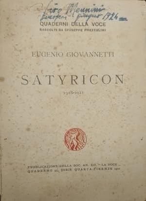 Bild des Verkufers fr Satyricon (1918-1921). zum Verkauf von FIRENZELIBRI SRL
