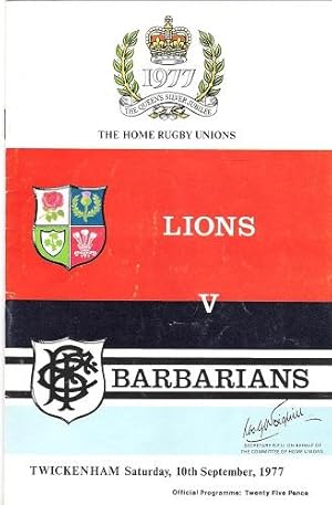 The Home Rugby Unions Lions v Barbarians: The Queen's Silver Jubilee Programme.
