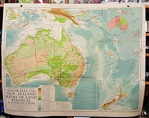 Philips' Comparative Wall Atlas of Australia & New Zealand - Relief of Land and Communications