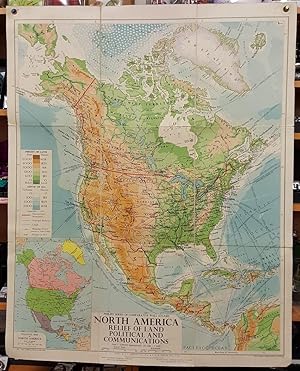 Philips' Comparative Wall Atlas of North America - Relief of Land, Political and Communications