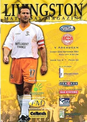 Livingston Matchday Magazine. Livingston v. Aberdeen Sunday 22nd September 2002.