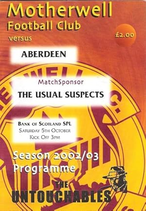 Motherwell Football Club versus Aberdeen: 5th October 2002.