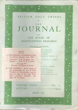 British Golf Unions: The Journal of the Board of Greenkeeping Research, Volume IV, number 13.
