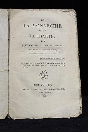 Image du vendeur pour De la monarchie selon la charte mis en vente par Librairie Le Feu Follet