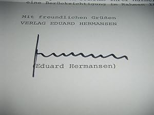 Bild des Verkufers fr Eduard Hermansen. Deutscher Verleger (1926 - 2012). Signierter Brief zum Verkauf von Versandantiquariat Rainer Kocherscheidt