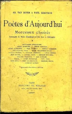 Bild des Verkufers fr POETES D'AUJOURD'HUI - MORCEAUX CHOISIS - TOME I zum Verkauf von Le-Livre