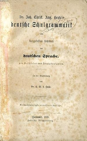 Seller image for DEUTSCHE SCHULGRAMMATIK, ODER KURZGEFASSTES LEHRBUCH DER DEUTSCHEN SPRACHE for sale by Le-Livre