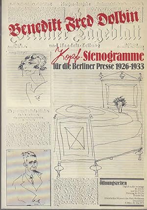 Bild des Verkufers fr Benedikt Fred Doblin. Kopf-Stenogramme fr die Berliner Presse 1926-1933 (Heilbronner Museumkatalog, 8) zum Verkauf von AMAHOFF- Bookstores