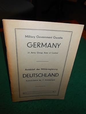 Military Government Gazette Germany. No.1. Amtsblatt der Militärregierung Deutschland. Twenty-fir...