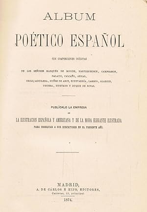 Imagen del vendedor de ALBUM POTICO ESPAOL CON COMPOSICIONES INDITAS. a la venta por Librera Torren de Rueda