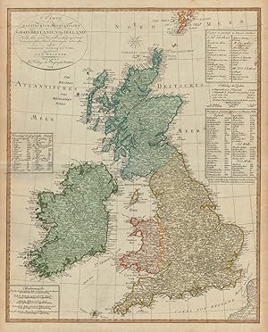 Seller image for Charte der vereinigten Knigreiche Grosbritanien und Ireland. - Nach den neuesten Berichtigungen und astronomischen Ortsbestimmungen entworfen auf der Sternwarte Seeberg, bey Gotha, gezeichnet von I.G.L. Weidner. - Weimar Im Verlage des Geograph. Instituts 1804. for sale by Antiquariat Reinhold Berg eK Inh. R.Berg