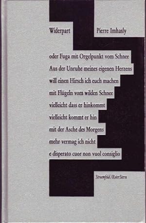 Imagen del vendedor de Widerpart, oder Fuga mit Orgelpunkt vom Schnee. Ein Poem a la venta por Graphem. Kunst- und Buchantiquariat