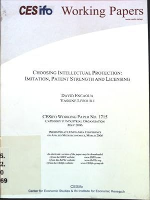 Image du vendeur pour Choosing Intellectual Protection: Imitaiton, Patent Strength and Licensing; CESifo Working Paper No. 1715; mis en vente par books4less (Versandantiquariat Petra Gros GmbH & Co. KG)