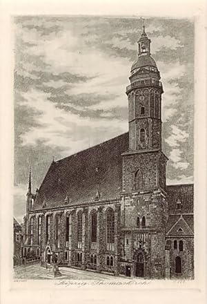 Leipzig. Thomaskirche. Radierung von Dietrich, um 1920.
