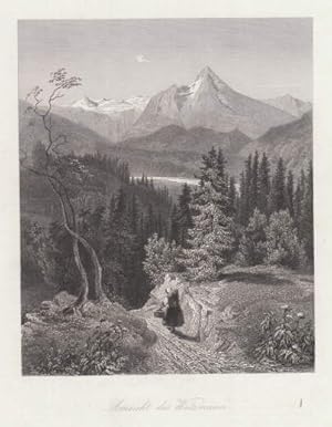 Image du vendeur pour Ansicht des Watzmann. Stahlstich. mis en vente par Antiquariat Heinz Tessin