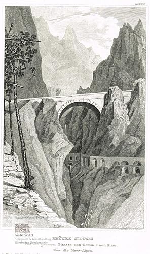 Brücke St. Louis. Auf der grossen Strasse von Genua nach Nizza über die Meer-Alpen. Ansicht der s...