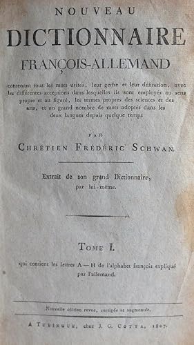 Bild des Verkufers fr Nouveau Dictionnaire Franois-Allemand zum Verkauf von Antiquariat Mahrenholz