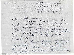Autograph Letter signed 'James' to Adrian (James, 1909-1984, Leading British Actor)