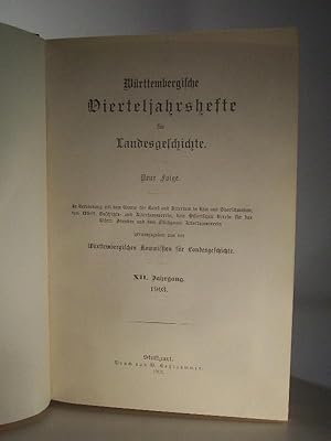 Imagen del vendedor de Wrttembergische Vierteljahrshefte fr Landesgeschichte. Neue Folge XI. Jahrgang. 1902 a la venta por Adalbert Gregor Schmidt