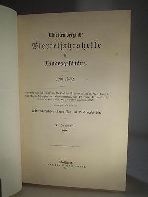 Imagen del vendedor de Wrttembergische Vierteljahrshefte fr Landesgeschichte. Neue Folge IX. Jahrgang. 1900 a la venta por Adalbert Gregor Schmidt