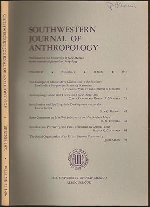 Image du vendeur pour The Collapse of Classic Maya Civilization in the Southern Lowlands: a Symposium summary Statement in Southwestern Journal of Anthropology, volume 27, Number 1 mis en vente par The Book Collector, Inc. ABAA, ILAB