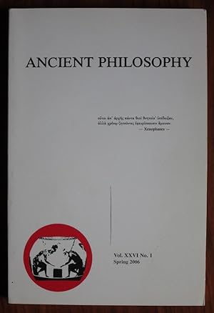 Immagine del venditore per Ancient Philosophy Vol. XXVI No. 1 Spring 2006 venduto da C L Hawley (PBFA)