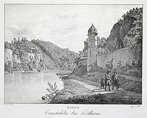 Bild des Verkufers fr Donaulandschaft, mit der "Einsiedlei bei Kelheim". zum Verkauf von Antiquariat Clemens Paulusch GmbH