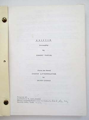 1960 KRISTIN Unproduced SCREENPLAY by ERNEST PASCAL of SIGRID UNDSET Novel KRISTIN LAVRANSDATTER