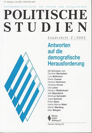 Bild des Verkufers fr Politische Studien Sonderheft 2/2002. Antworten auf die demografische Herausforderung zum Verkauf von Antiquariat Jterbook, Inh. H. Schulze