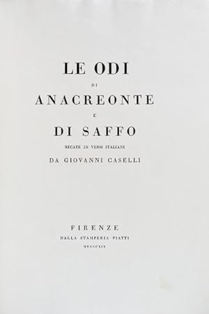 LE ODI DI ANACREONTE E DI SAFFO